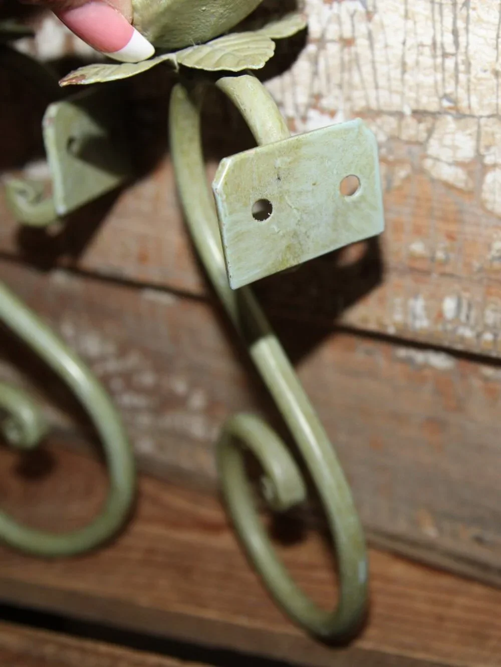 Shabby Chippy Green Cast Iron French Country Farmhouse Bird Wall Decor Hooks